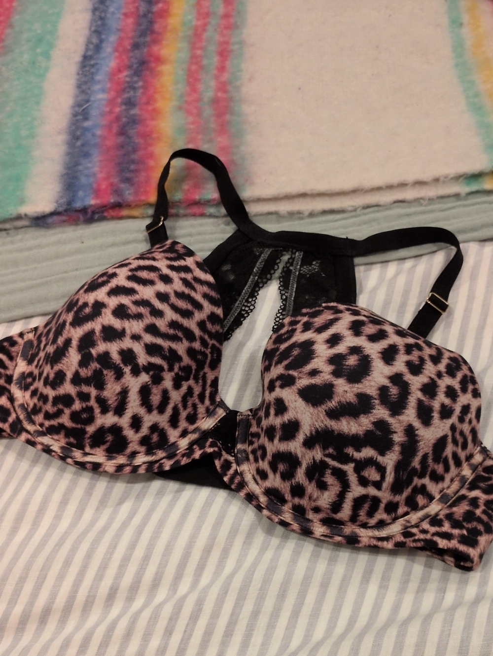 Soma Leopard Print Embraceable Racerback Bra - 38D